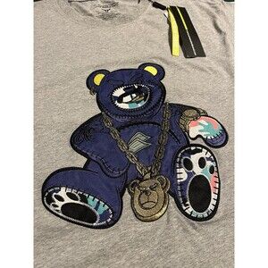 BRAND NEW Screenshot Teddy Bear Metallic Gold Embroidered T-Shirt XL Hip Hop NWT